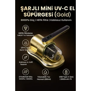 El Süpürgesi Şarjlı Mini Uv-C Işınlı  – Hepa Filtreli, Kablosuz, 8000pa Güç Yeni Nesil