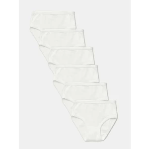 Kız Çocuk Organik Pamuklu Ribana Kroşatalı Külot 6'lı Paket