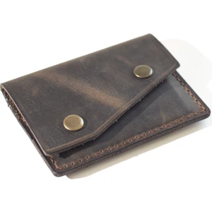 Hi Leather Risus Kapaklı Hakiki Deri Minimal Cüzdan Kişiye İsme Özel