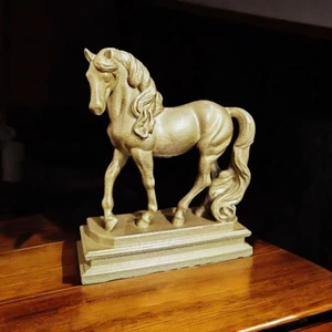 Dekoratif At Figürü - Altın Renkli- Beyaz Renkli 3D Baskı Masa Süsü Masa Dekoru