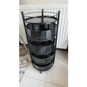 5 Gözlü Katlanabilir Metal Sebzelik Raf | Siyah Renk | 72 cm | Çok Amaçlı Düzenleyici