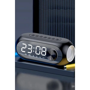 S8 Rgb Led Işıklı Dijital Saat Bluetooth Hoparlör Mp3 Fm Radyo Usb Çok Fonksiyonlu Hoparlör