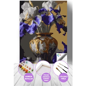 Menekşe Gecesi Sayılarla Boyama Seti, Hobi Seti, 40X50 Tablo, Fırça Boya, Numaralı Tuval