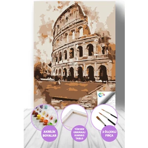 Kolezyum Tiyatrosu Sayılarla Boyama Seti, Hobi Seti, 40X50 Tablo, Fırça Boya, Numaralı Tuval