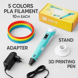 3D Yazıcı Kalemi 50 mt Filament LCD Ekranlı, Pla Destekli, Eu Fişli Eğlence ve Yaratıcı Tasarımlar