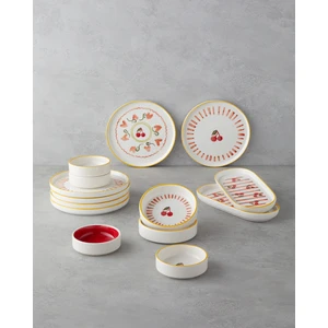 Cherry Seramik Kahvaltı Takımı 14 Parça 6 Kişilik Kırmızı-Sarı