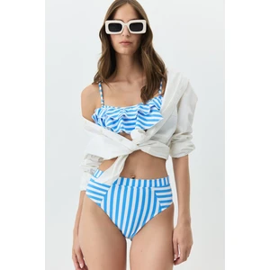 Straplez Yükesk Bel Bikini Takım 3103 Mavi/beyaz