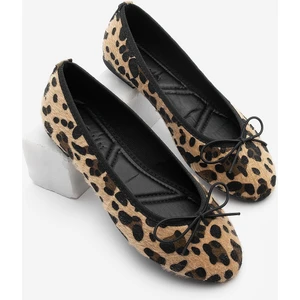 Kadın Günlük Babet Yuvarlak Burun Balerin Babet Adusa Leopar