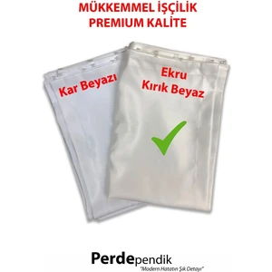 Ekru Kırık Beyaz Güneşlik Perde Lüks Kalın Saten Ütü Istemez Kullanıma Hazır Perde