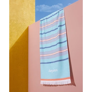 Serein Pamuklu Plaj Havlusu - Mavi/turuncu - 70X150 cm