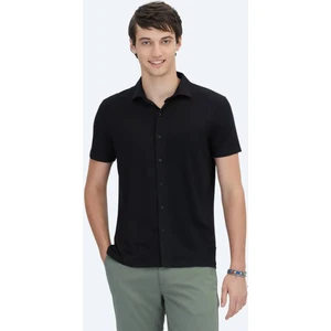 Siyah Düz Regular Fit Casual Gömlek