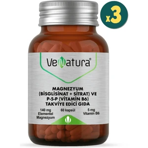Magnezyum (Bisglisinat+Sitrat) ve P5P (Vitamin B6) 60 Kapsül 3 Adet