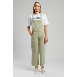 Flowers Kadın %100 Pamuk Dokuma Salopet A. Haki