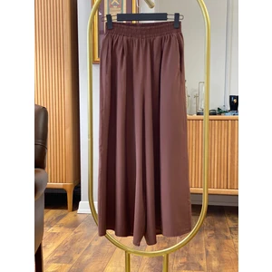 Beli Lastikli Geniş Paça Modal Etekli Pantolon 8809 - Kahverengi