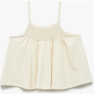 Kare Yaka Gipe Detaylı Askılı Bluz