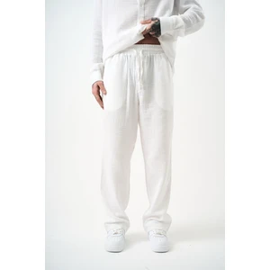Erkek Müslin Baggy Pantolon Beyaz