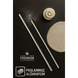 2'li Alüminyum  Paslanmaz Metal Masterchef Pratik 60-90 cm Hamur, Yufka Açıcı Oklava