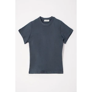 Bisiklet Yaka Füme Renk Erkek Çocuk Tshirt