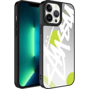 Apple iPhone 13 Pro Kılıf Aynalı Desenli Kamera Korumalı Parlak Mkst Mirror Kapak-Yazı