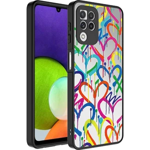 Galaxy A22 4g Kılıf Aynalı Desenli Kamera Korumalı Parlak Mkst Mirror Kapak-Kalp