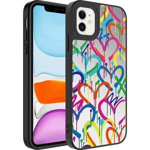Apple iPhone 11 Kılıf Aynalı Desenli Kamera Korumalı Parlak Mkst Mirror Kapak-Kalp