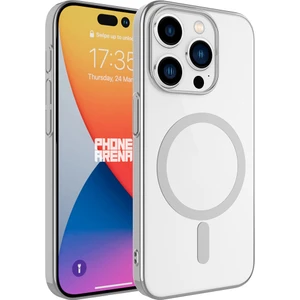 Apple iPhone 15 Pro Max Kılıf Mkst Wireless Şarj Özellikli Pixel Magsafe Kapak-Koyu Gri