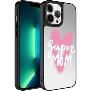 Apple iPhone 13 Pro Max Kılıf Aynalı Desenli Kamera Korumalı Parlak Mkst Mirror Kapak-Süper Anne