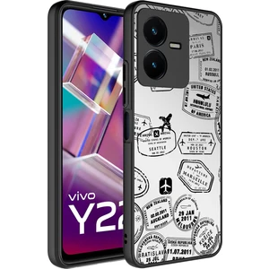 Vivo Y35 Kılıf Aynalı Desenli Kamera Korumalı Parlak Mkst Mirror Kapak-Seyahat