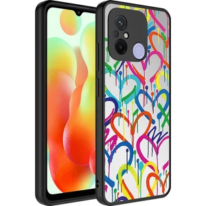 Xiaomi Redmi 12C Kılıf Aynalı Desenli Kamera Korumalı Parlak Mkst Mirror Kapak-Kalp