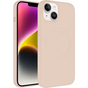 Apple iPhone 14 Plus Kılıf Magsafe Wireless Şarj Özellikli Pastel Renk Silikon Mkst Plas Kapak-Pembe Açık