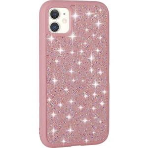 Apple iPhone 11 Kılıf Parlak Taşlı Tasarım Mkst Pırlanta Kapak-Pembe