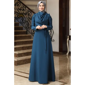 Kardelen Tesettür Elbise Petrol