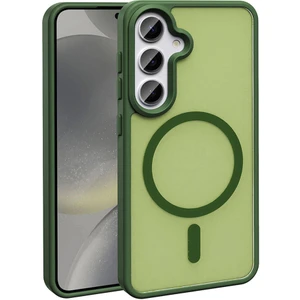 Galaxy S24 Kılıf Magsafe Şarj Özellikli Mat Arka Yüzey Mkst Sio Kapak-Koyu Yeşil