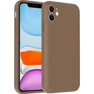 iPhone 11 Kılıf Kamera Korumalı Kartlık Hazneli Mkst Vitra Kapak - Kahverengi