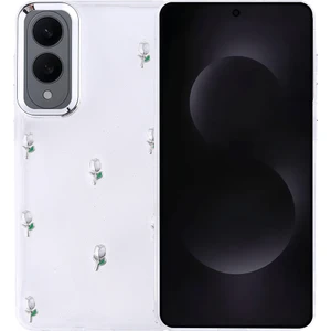 Galaxy S25 Edge Kılıf Airbag Tasarımlı Simli Şeffaf Mkst Kutup Kapak - Lale