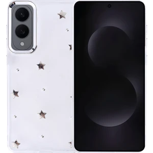 Galaxy S25 Edge Kılıf Airbag Tasarımlı Simli Şeffaf Mkst Kutup Kapak - Yıldız