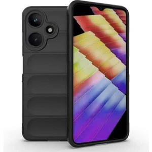 Infinix Hot 30I Kılıf Esnek Tpu Oyuklu Arka Yüzey Tasarımlı Mkst Etnik Silikon Kapak - Siyah