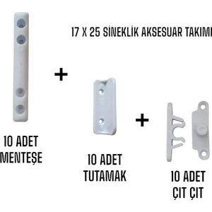 Sineklik Aksesuar Takımı 17X25 – Menteşeli Sistem Için 10’lu Kulplu Kilitli Menteşeli Set