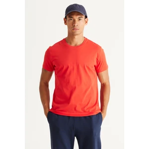 Altınyıldız Classics Erkek Kırmızı %100 Pamuk Slim Fit Dar Kesim Bisiklet Yaka Tişört