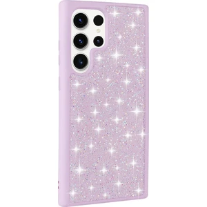 Galaxy S23 Ultra Kılıf Parlak Taşlı Tasarım Mkst Pırlanta Kapak-Lila