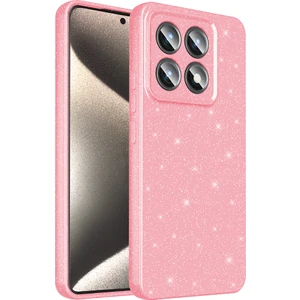 14T Kılıf Kamera Korumalı Simli Lüks Mkst Koton Kapak - Açık Pembe