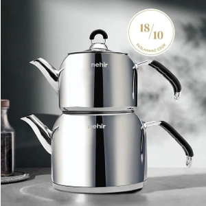 Modern Maxi Büyük Boy Paslanmaz Çelik 1.6-2.5 Lt. Çaydanlık Takımı