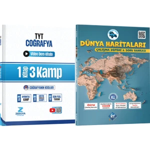 Coğrafyanın Kodları TYT Coğrafya 1 Kitap 3 Kamp Video Ders Kitabı ve Dünya Haritaları Çalışma Defteri Soru Bankası Seti Kr Akademi Yayınları