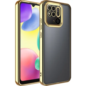 Xiaomi Redmi 10C Kılıf Kamera Korumalı Logo Gösteren Mkst Omega Kapak-Gold