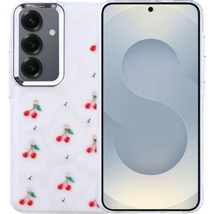 Galaxy S24 Kılıf Airbag Tasarımlı Simli Şeffaf Mkst Kutup Kapak - Kiraz