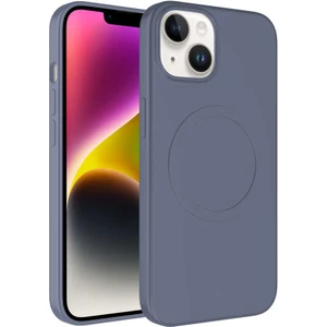 iPhone 14 Plus Uyumlu Magsafe Wireless Şarj Özellikli Pastel Renk Silikon Mkst Plas Kapak-Lavendery Gray