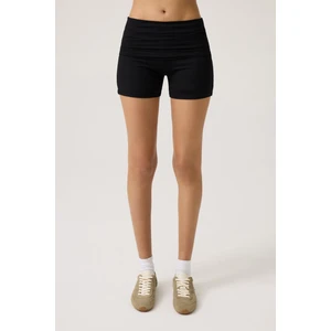 Los Ojos Siyah Katlanabilir Bel Detaylı Şort Lounge Shorts