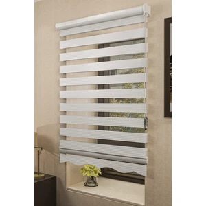 Givayo Stor Zebra Beyaz Pliseli Etek Dilimli Kolay  Montaj  Kumaş