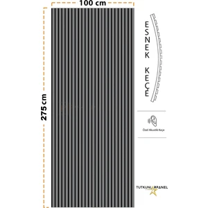 Mdf Ahşap Akustik Duvar Paneli - 100 x 275 cm - Antrasit