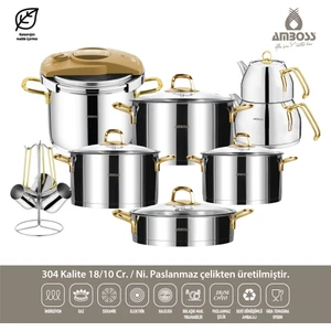 Diamond 18 Parça Paslanmaz Çelik Gold Çeyiz Seti Dia-6268